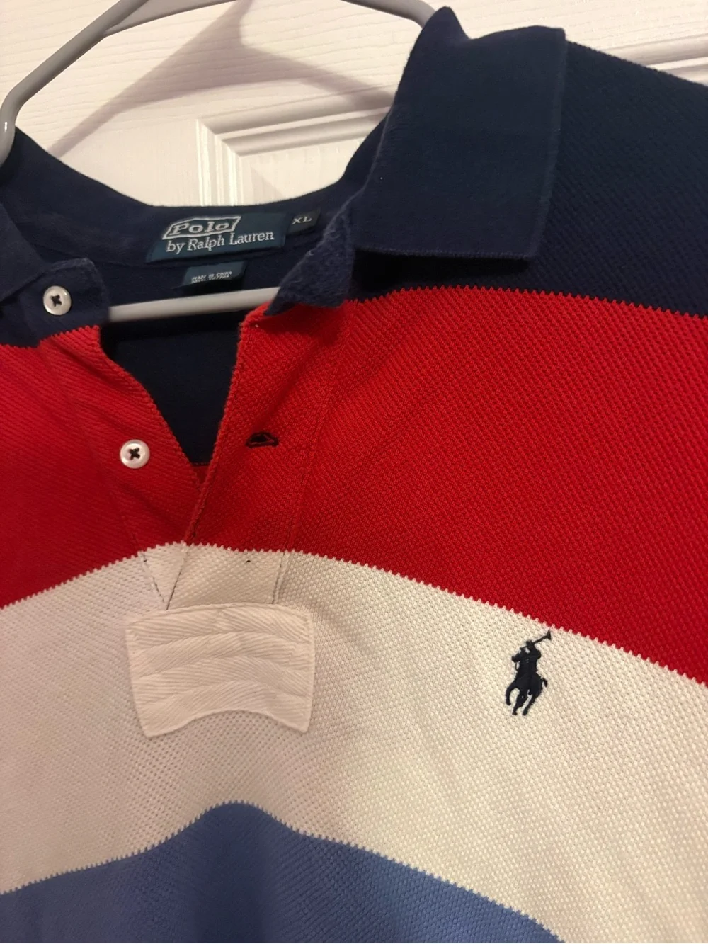 Ralph Lauren Navy and Red Striped Rugby Polo